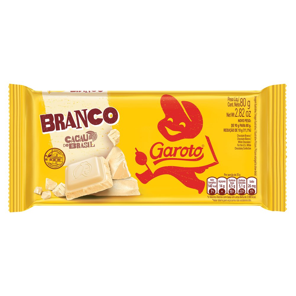 CHOCOLATE BRANCO GAROTO TABLETE 80G