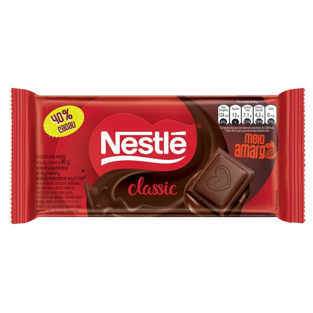 CHOCOLATE CLASSIC MEIO AMARGO 80G NESTLE