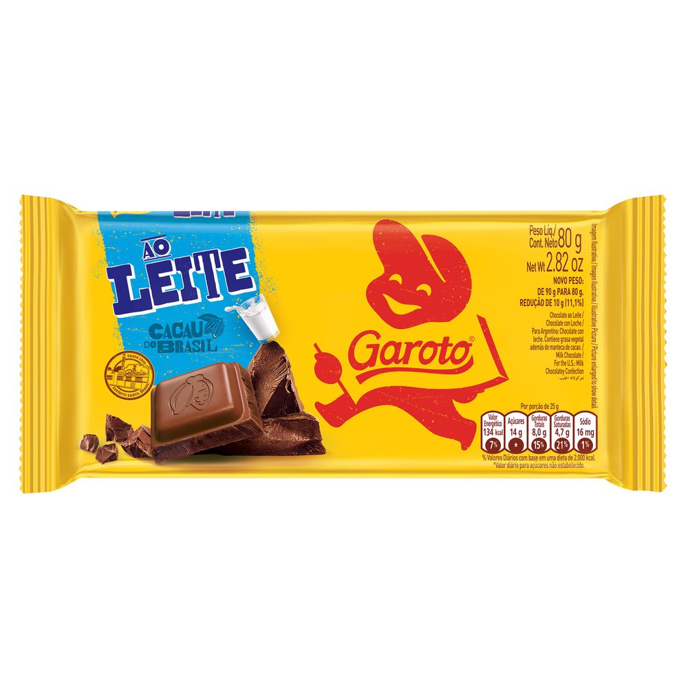 Thumbnail de CHOCOLATE GAROTO AO LEITE TABLETE 80G