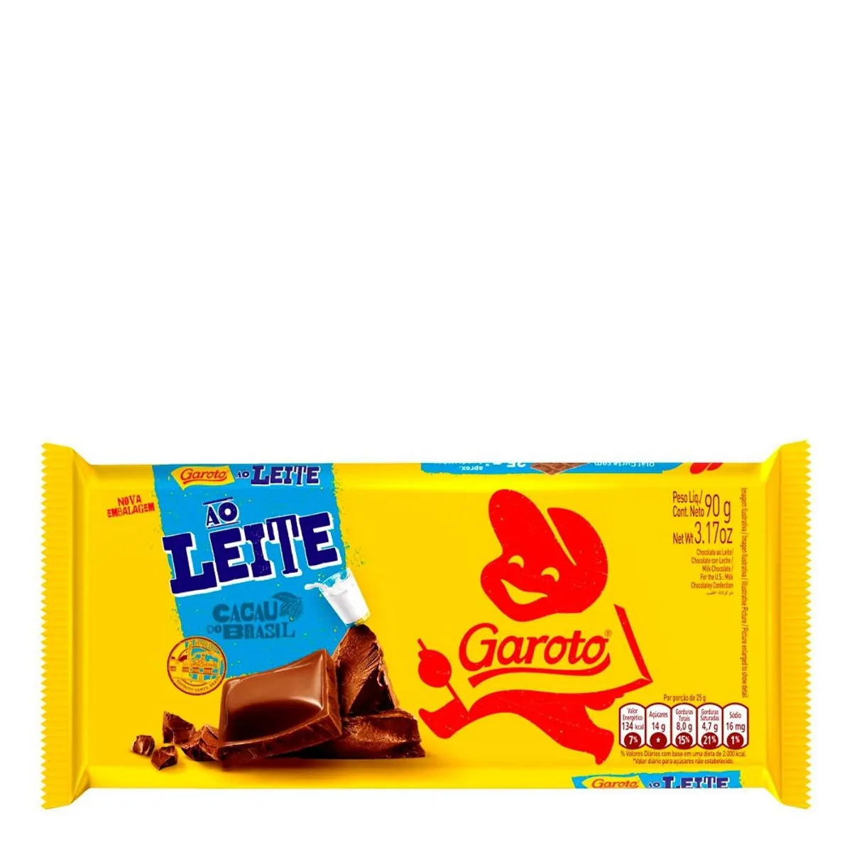 CHOCOLATE GAROTO AO LEITE TABLETE 80G