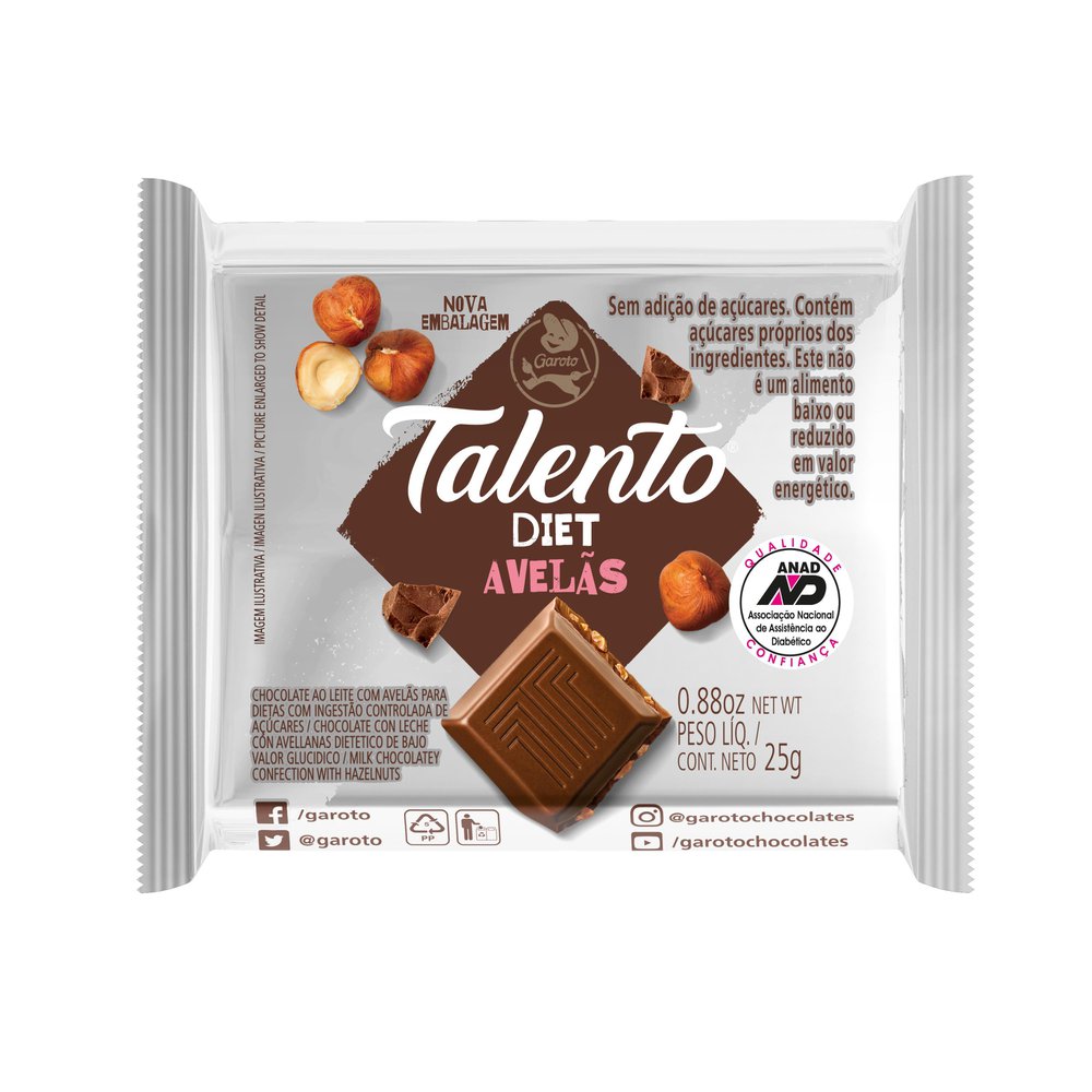 Thumbnail de CHOCOLATE TALENTO DIET AVELAS 25G