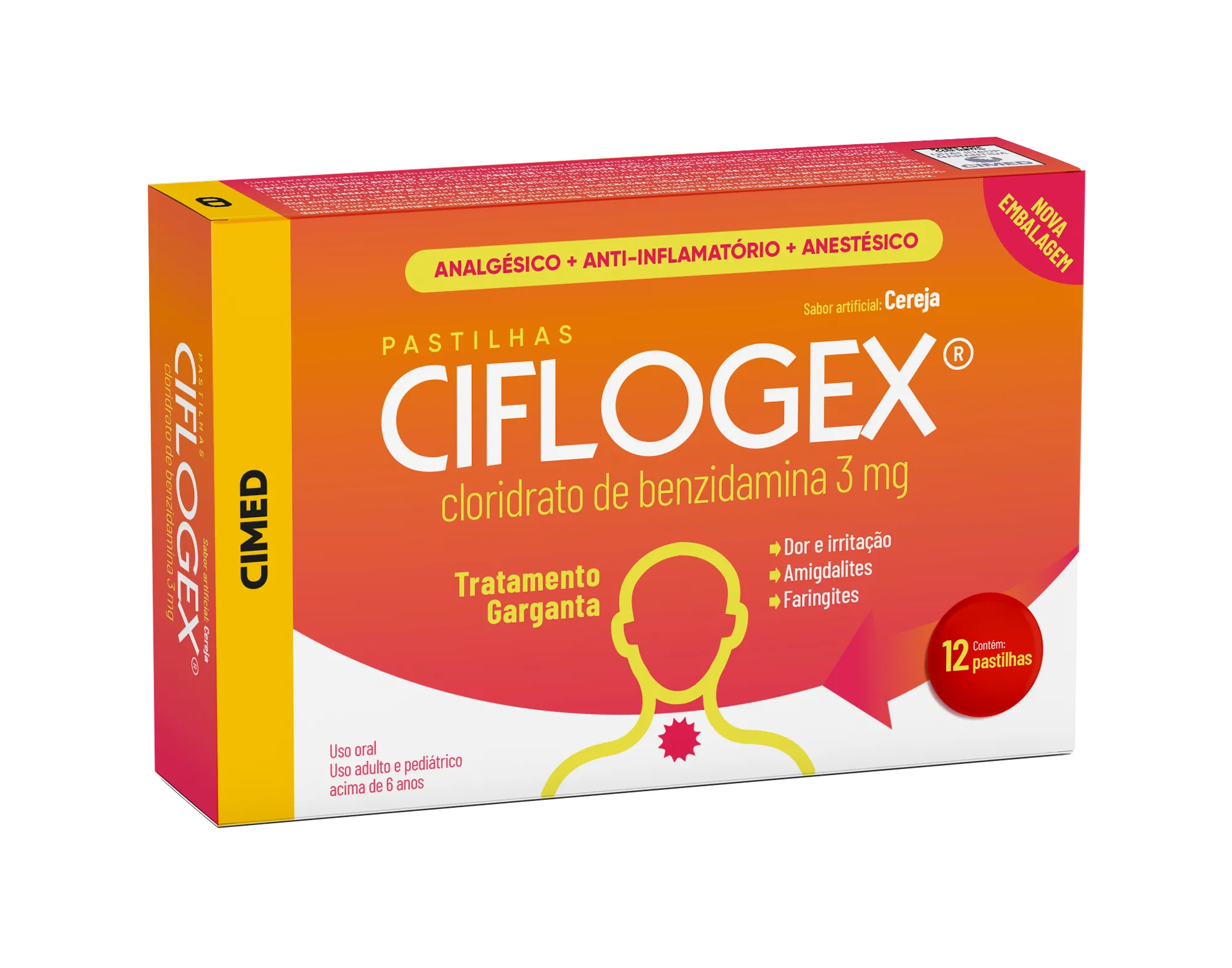 Thumbnail de CIFLOGEX 3,0MG COM 12 PASTILHAS SABOR CEREJA CIMED