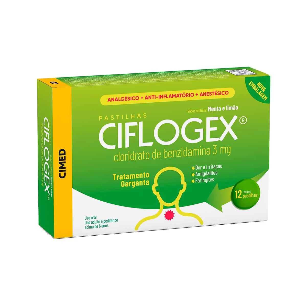 Thumbnail de CIFLOGEX 3,0MG COM 12 PASTILHAS SABOR MENTA-LIMAO CIMED