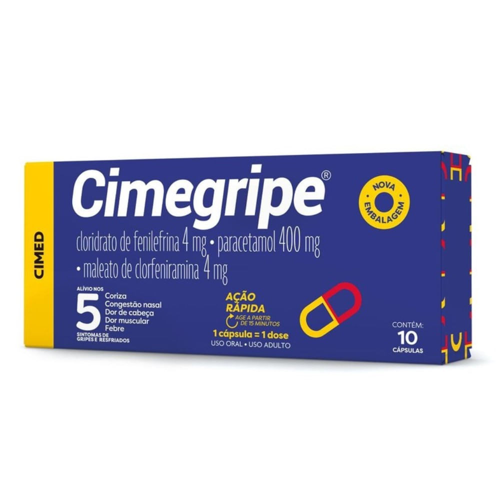 Thumbnail de CIMEGRIPE 400MG+4MG+4MG COM 10 CAPSULAS CIMED