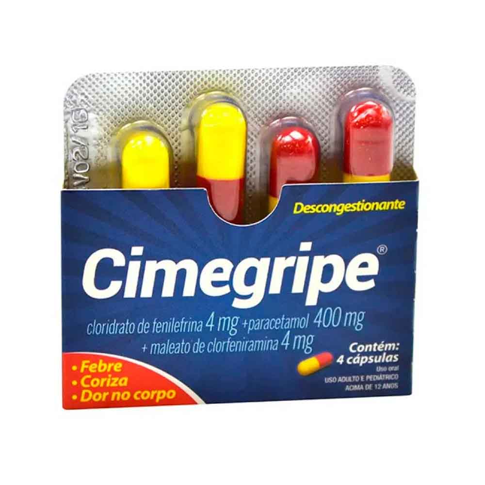CIMEGRIPE 400MG+4MG+4MG COM 4 COMPRIMIDOS CIMED
