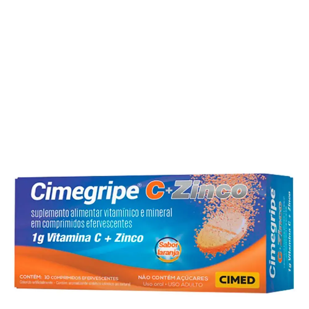 Thumbnail de CIMEGRIPE C + ZINCO LARANJA COM 10 COMPRIMIDOS EFERVESCENTES CIMED