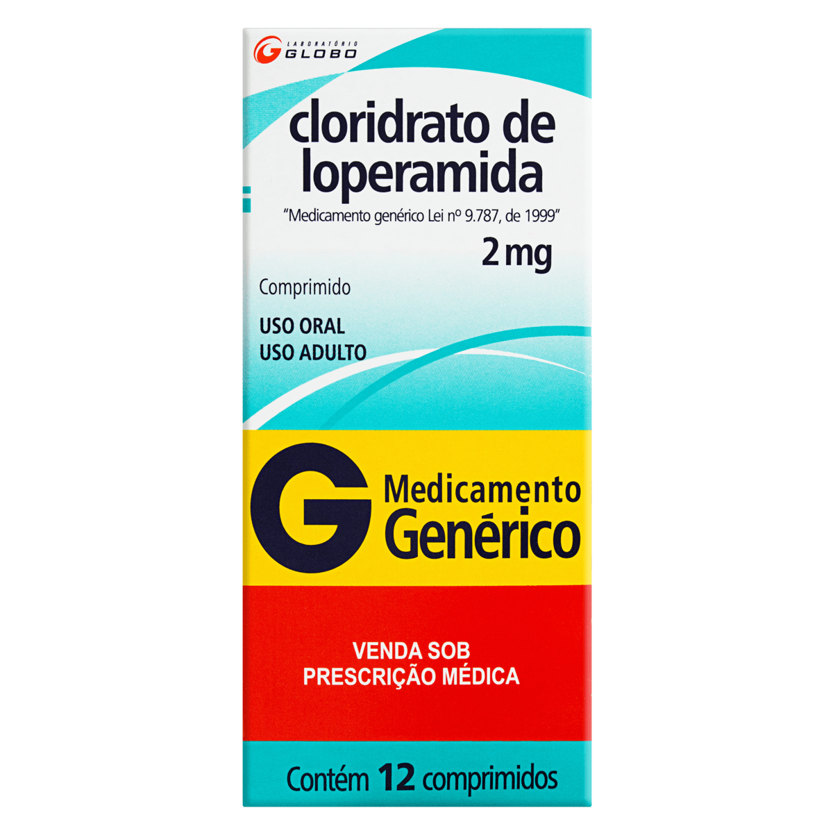 CLORIDRATO DE LOPERAMIDA 2MG GLOBO CAIXA COM 12 COMPRIMIDOS