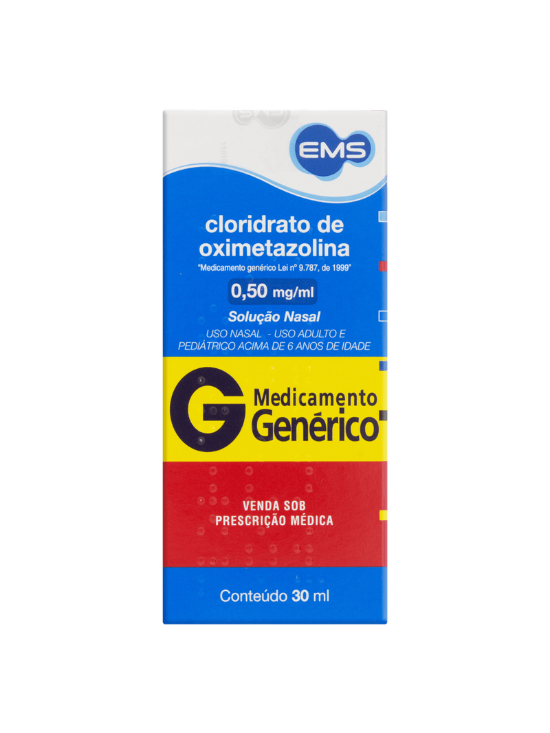 CLORIDRATO DE OXIMETAZOLINA 0.25MG EMS GENERICO SOLUCAO NASAL 20ML
