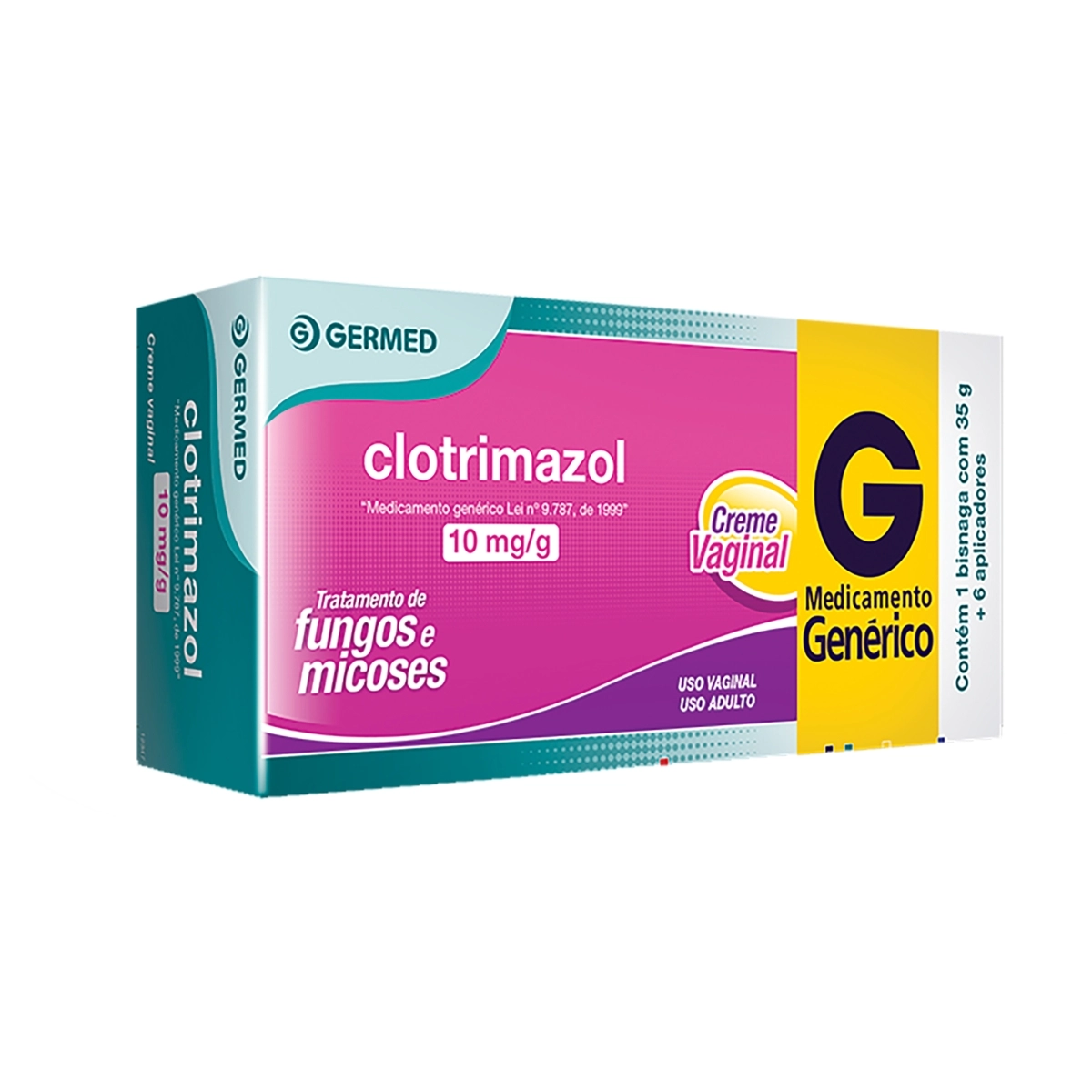 CLOTRIMAZOL 10MG GERMED GENERICOS CREME VAGINAL 35G COM 6 APLICADORES