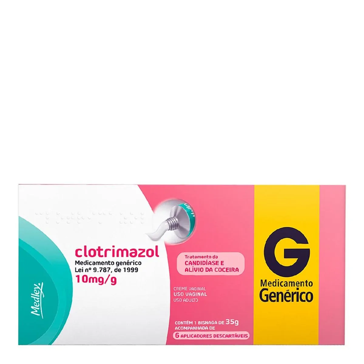 CLOTRIMAZOL 10MG SANOFI MEDLEY CREME VAGINAL 35G COM 6 APLICADORES