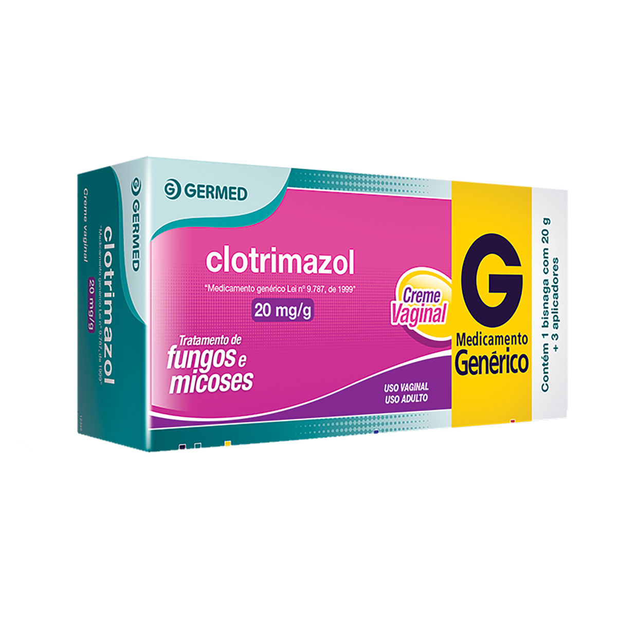 Thumbnail de CLOTRIMAZOL 20MG GERMED GENERICOS CREME VAGINAL 20G COM 3 APLICADORES