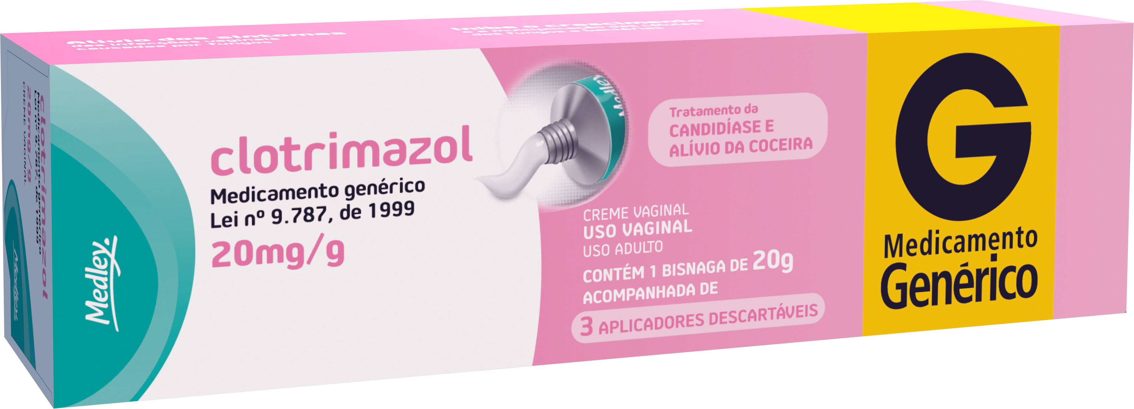 CLOTRIMAZOL 20MG SANOFI MEDLEY CREME VAGINAL 20G COM 3 APLICADORES