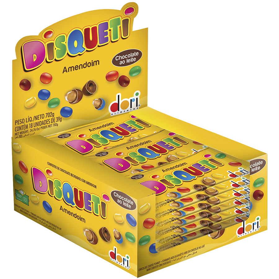 CONFEITO DE AMENDOIM E CHOCOLATE DISQUETI 39G