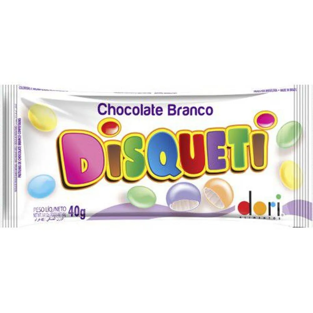 CONFEITO DE CHOCOLATE BRANCO DISQUETI 40G