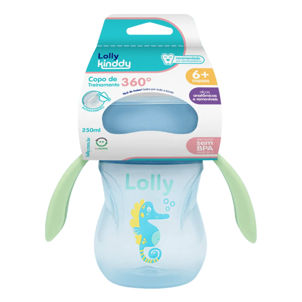 COPO 360 LOLLY OCEANO COM ALCA 250ML AZUL