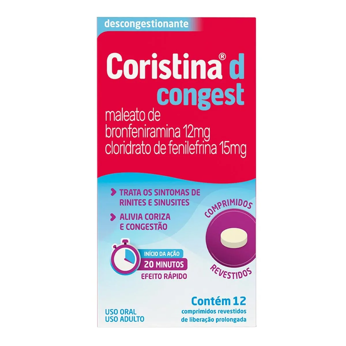 CORISTINA D CONGEST MANTECORP CAIXA COM 12 COMPRIMIDOS