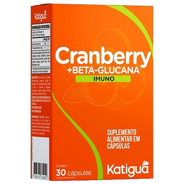 CRANBERRY COM BETA GLUCANA KATIGUA COM 30 CAPSULAS