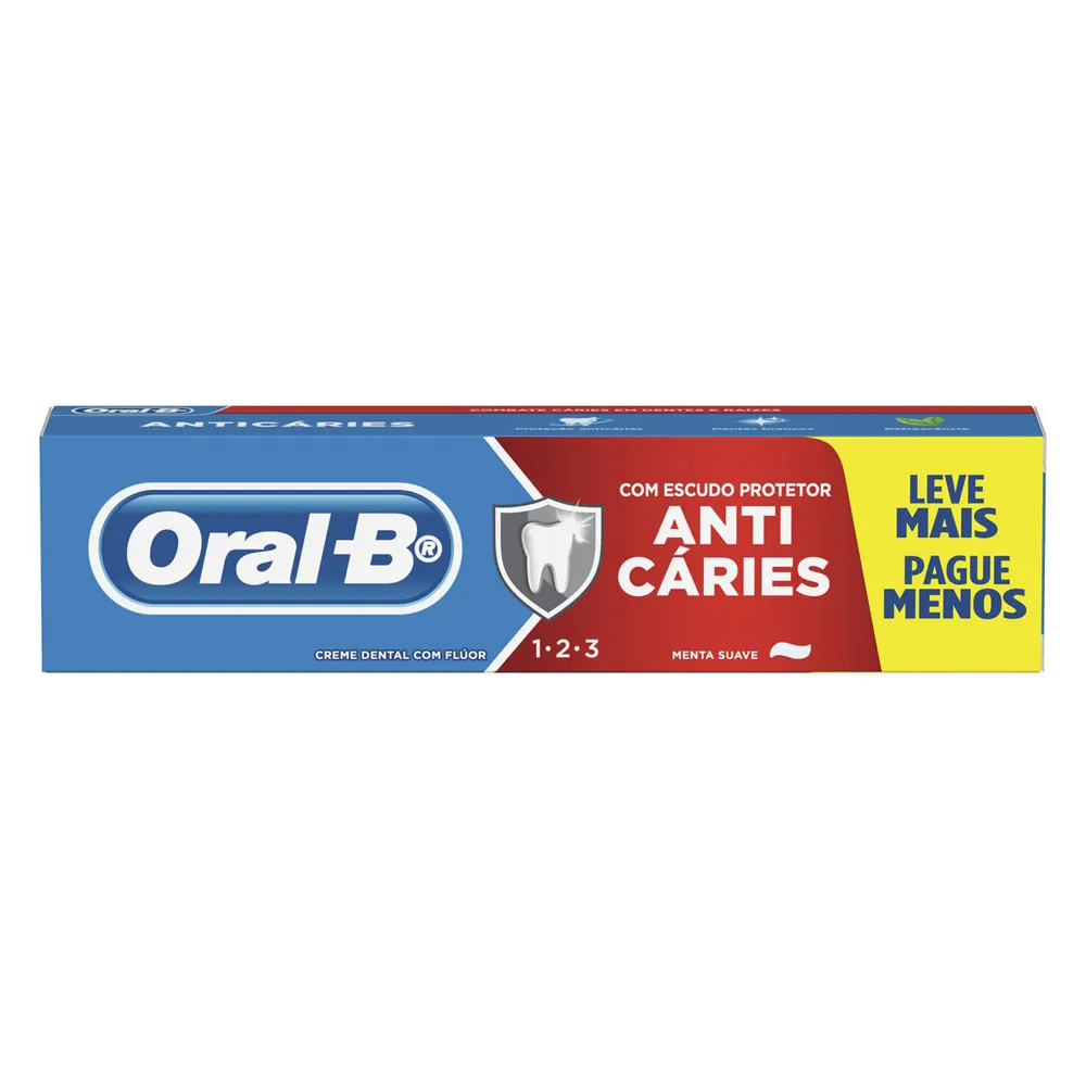 CREME DENTAL ORAL-B 123 ANTICARIES LEVE 150G PAGUE 100G