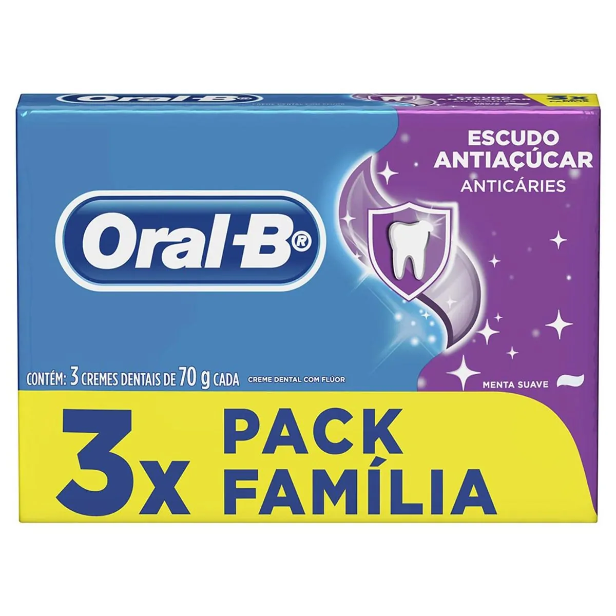 CREME DENTAL ORAL-B ESCUDO ANTI-ACUCAR LEVE 3 PAGUE 2