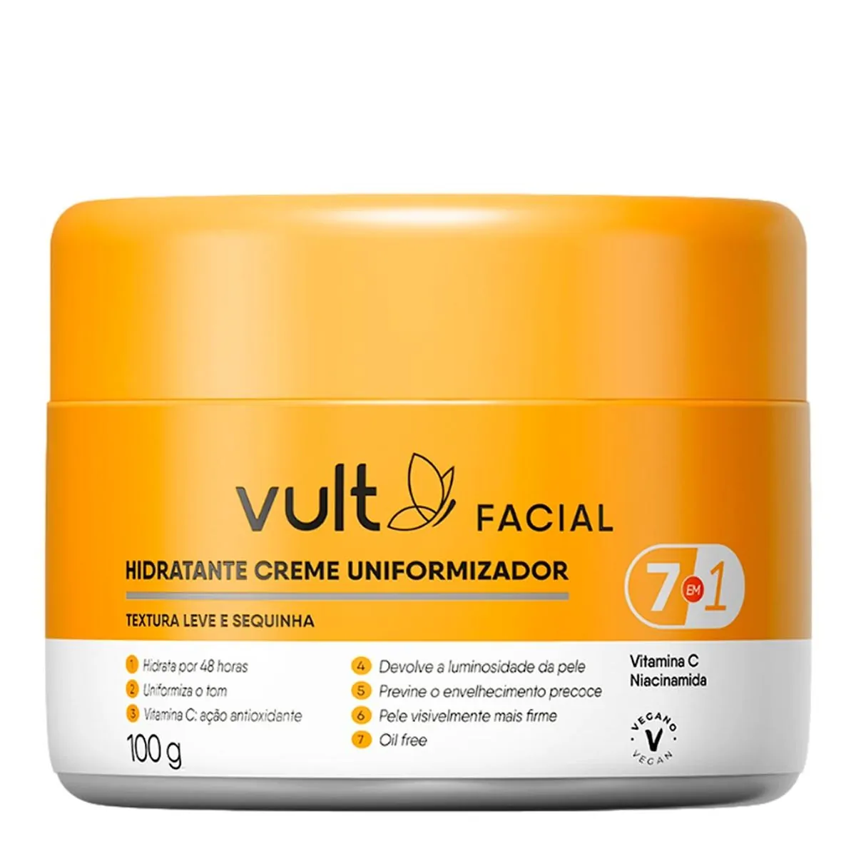 CREME FACIAL HIDRATANTE UNIFORMIZADOR VULT CARE 100G