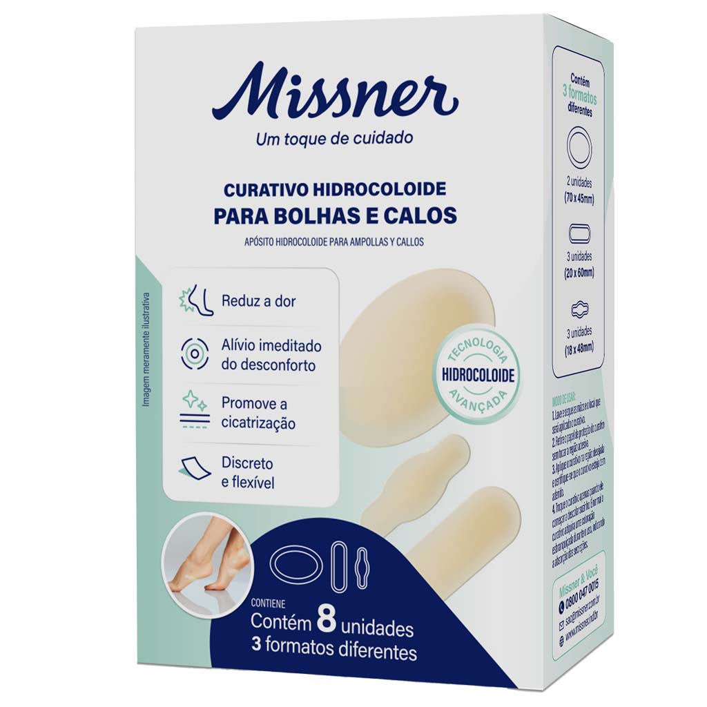 CURATIVO HIDROCOLOIDE PARA BOLHAS E CALOS COM 8 UNIDADES