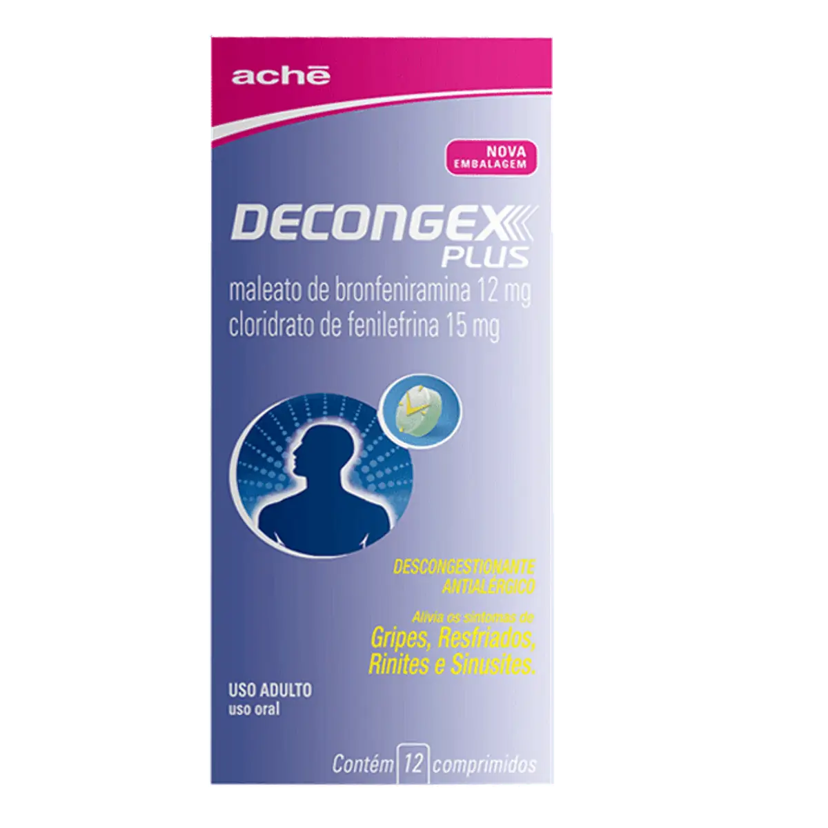 DECONGEX PLUS 12MG+15MG CAIXA COM 12 COMPRIMIDOS REVESTIDOS
