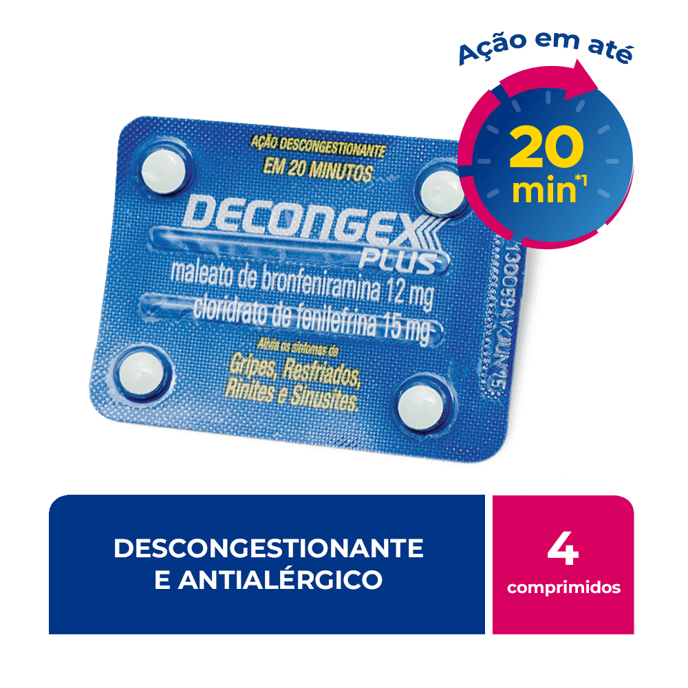 DECONGEX PLUS 12MG+15MG CARTELA COM 4 COMPRIMIDOS