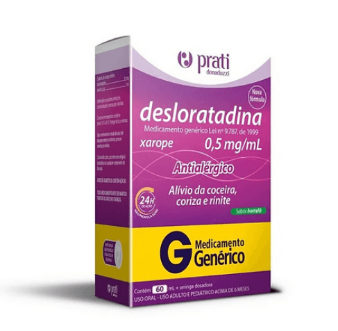 DESLORATADINA 0,5MG XAROPE FRASCO COM 60ML E SERINGA DOSADORA