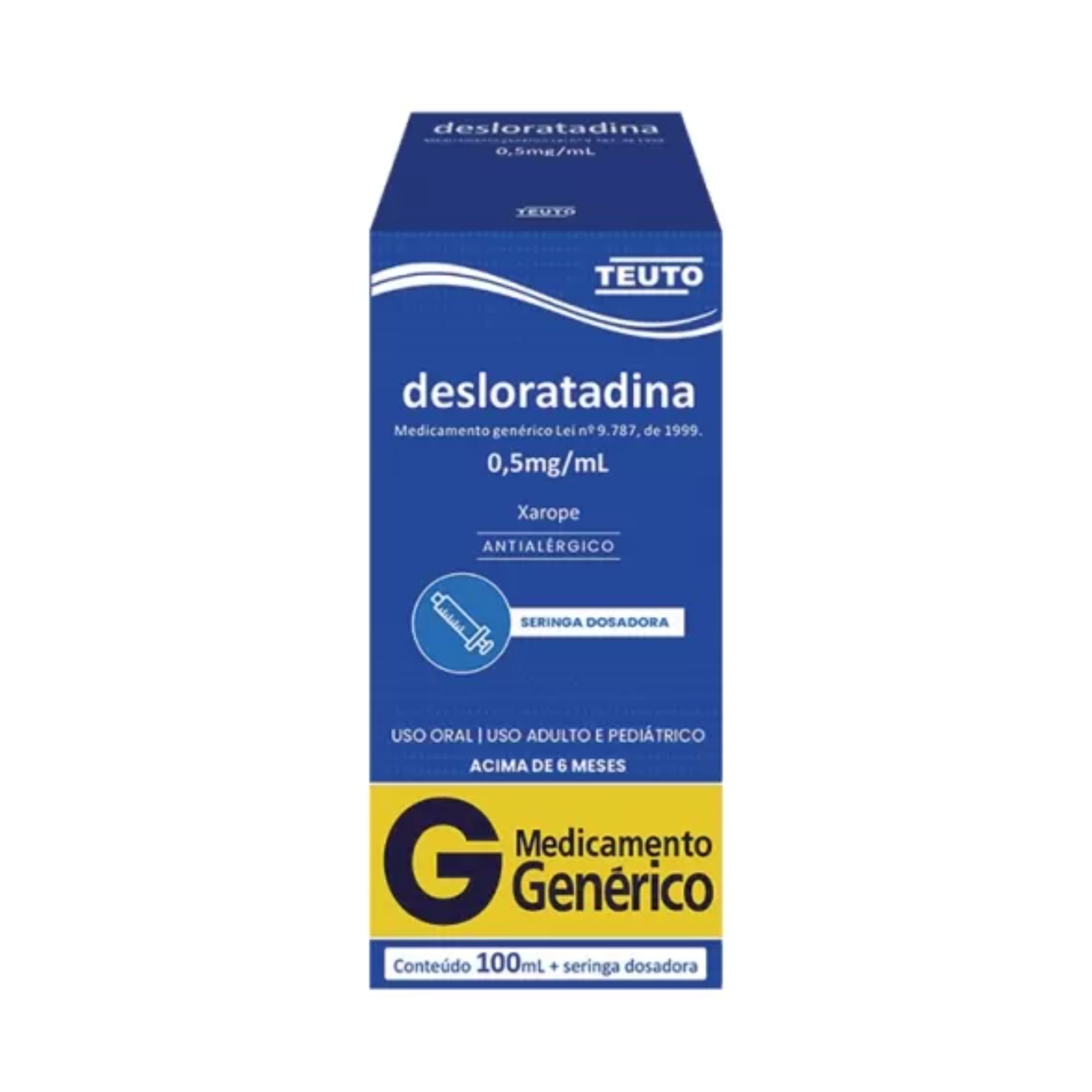 DESLORATADINA 0,5MG/ML XAROPE FRASCO COM 100ML E SERINGA DOSADORA