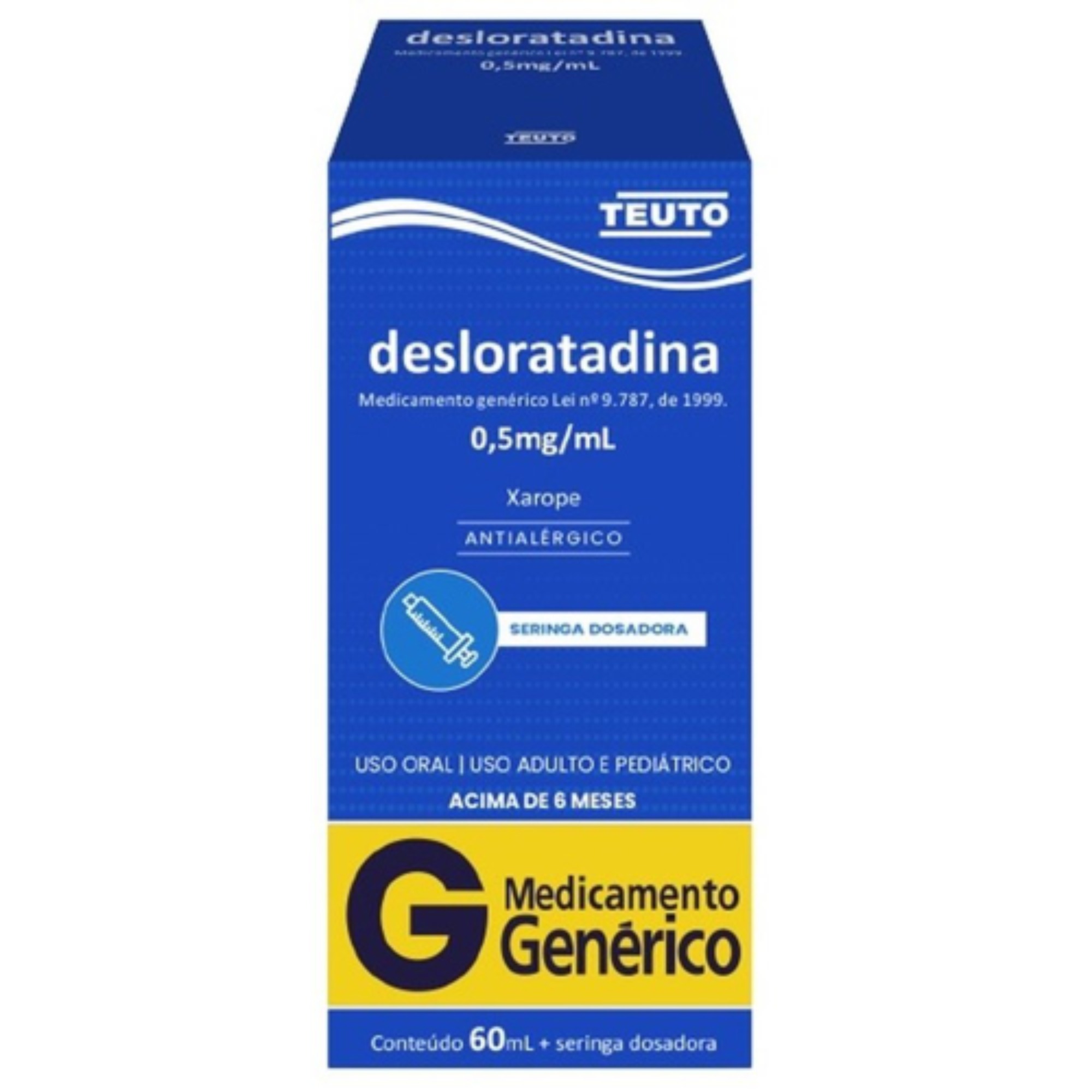 DESLORATADINA 0,5MG/ML XAROPE FRASCO COM 60ML E SERINGA DOSADORA