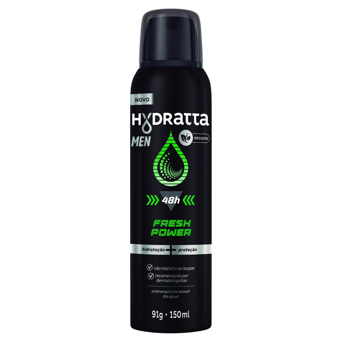 DESODORANTE AEROSSOL MASCULINO HYDRATTA FRESH POWER VERDE 150ML