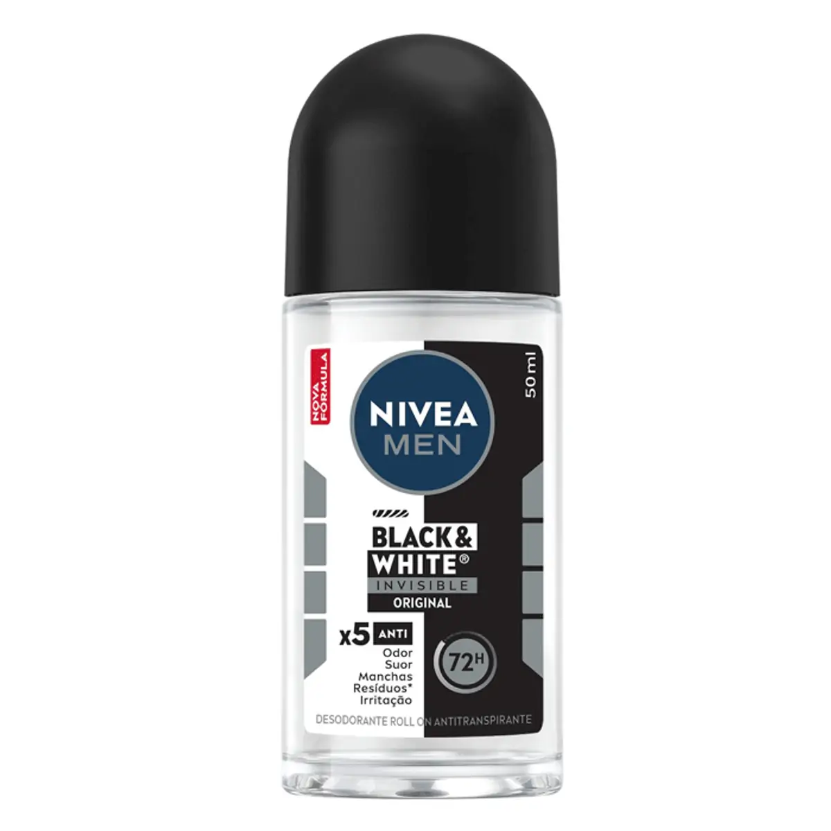 DESODORANTE ROLL ON NIVEA MASCULINO BLACK E WHITE INVISIBLE POWER 50ML