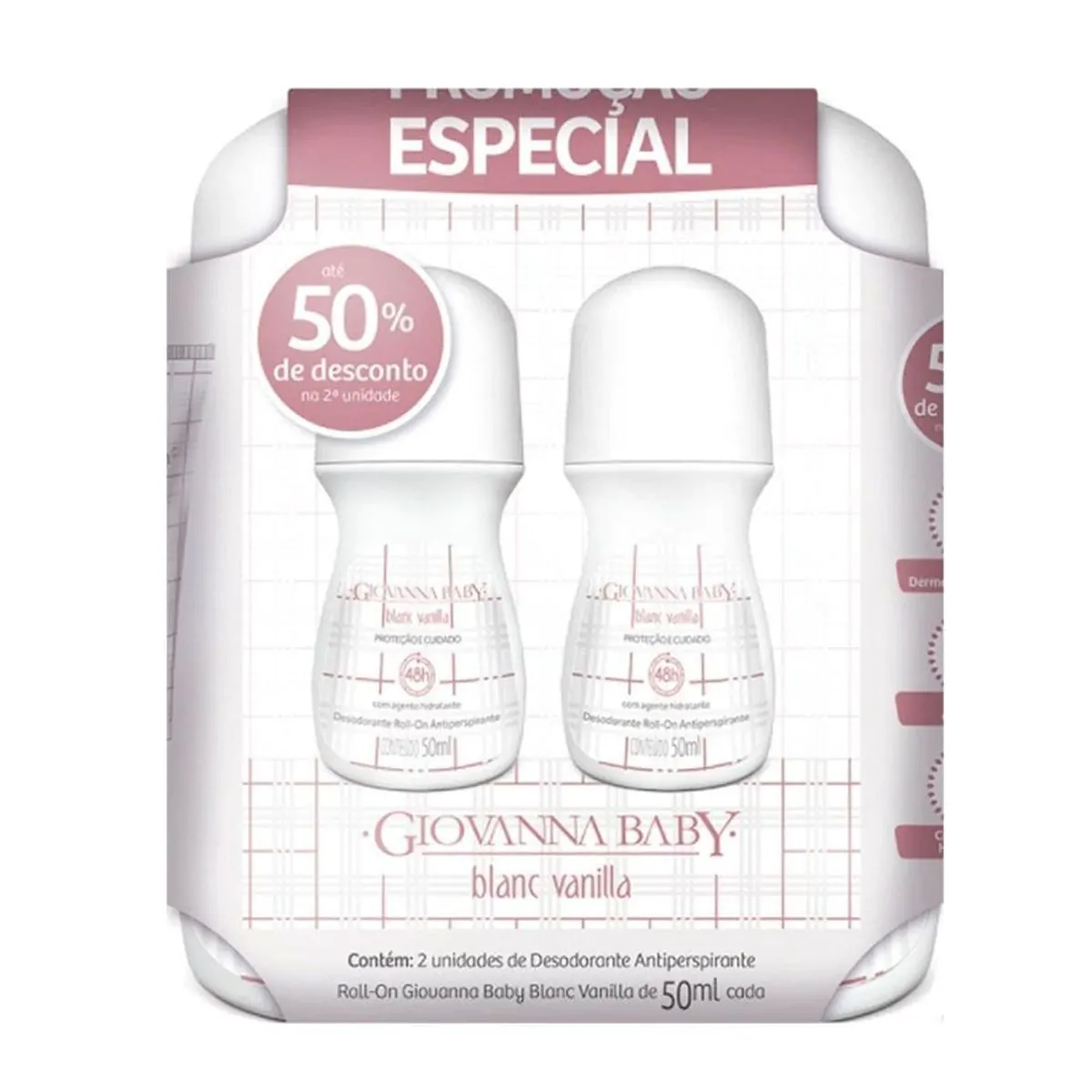 DESODORANTE ROLLON GIOVANNA BABY BLANC VANILLA KIT COM 2 UNIDADES DE 50ML