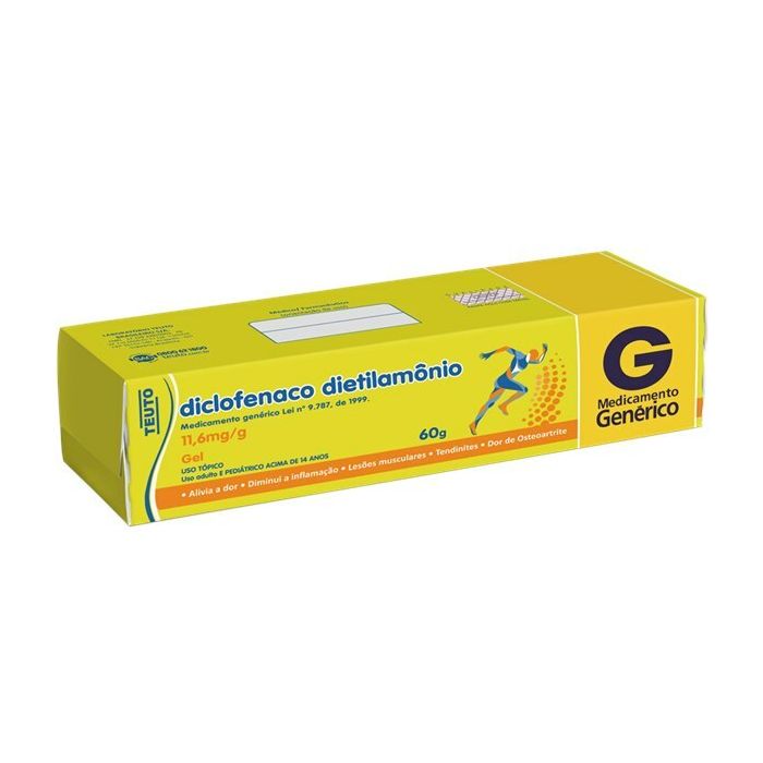 DICLOFENACO DE DIETILAMONIO 10MG GEL DERMATOLOGICO TEUTO GENERICO BISNAGA COM 60G