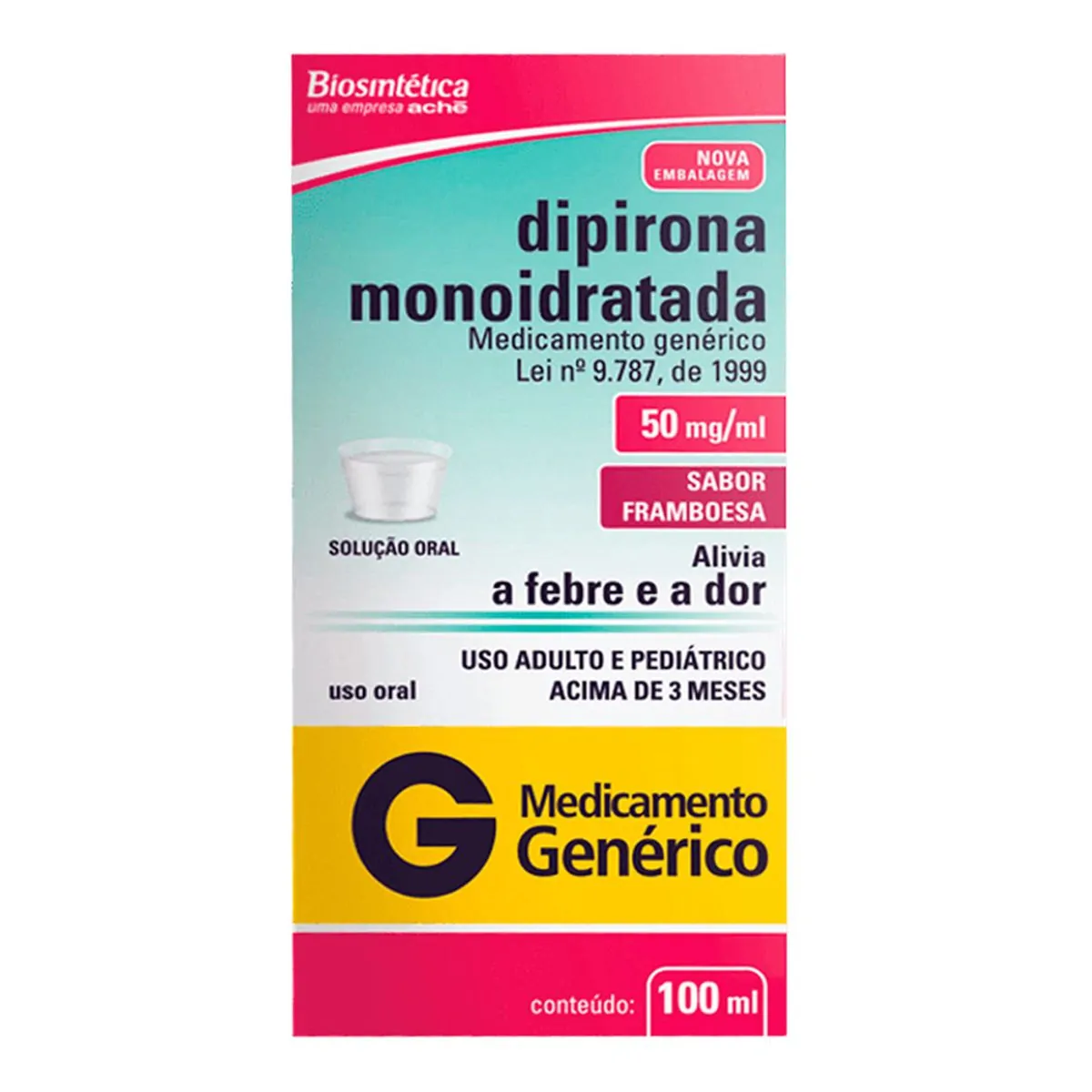 Thumbnail de DIPIRONA SODICA 50MG/ML SOLUCAO ORAL ACHE GENERICO FRASCO COM 100ML