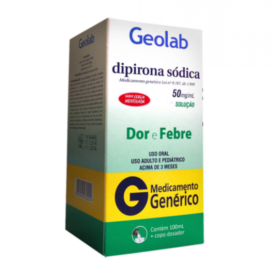 DIPIRONA SODICA 50MG/ML SOLUCAO ORAL GEOLAB GENERICO FRASCO COM 100ML