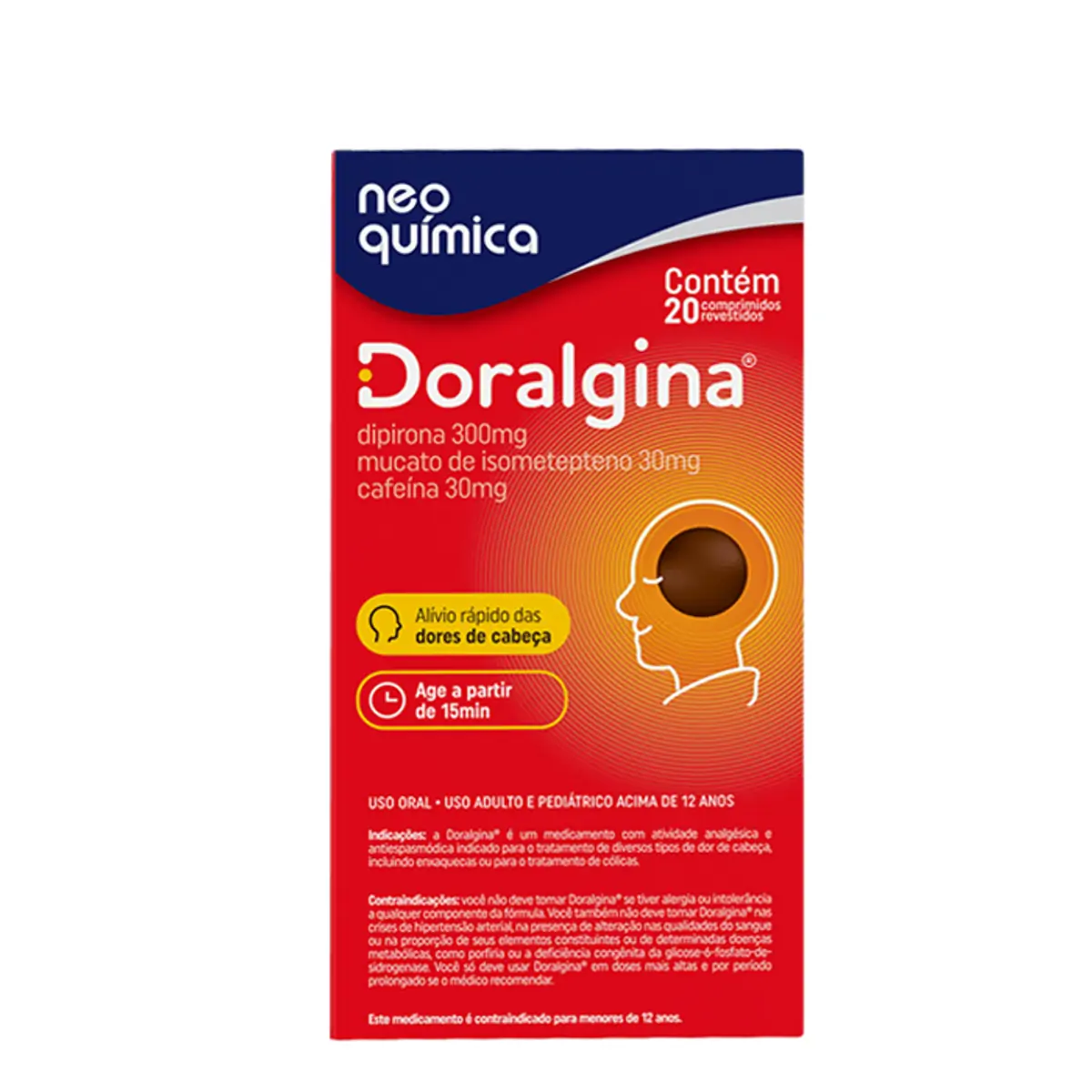 DORALGINA CAIXA COM 20 COMPRIMIDOS EMBALAGEM MULTIPACK