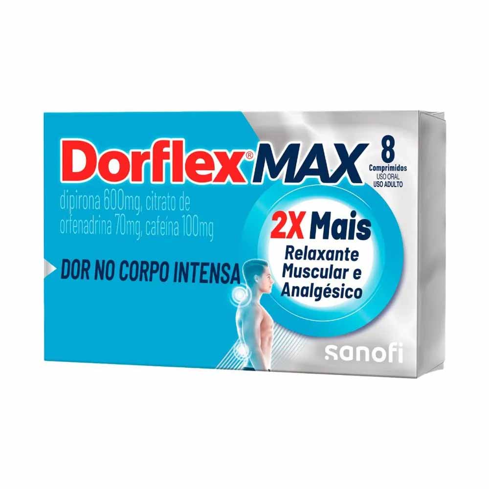 DORFLEX MAX 600MG+70MG+100MG CAIXA COM 8 COMPRIMIDOS