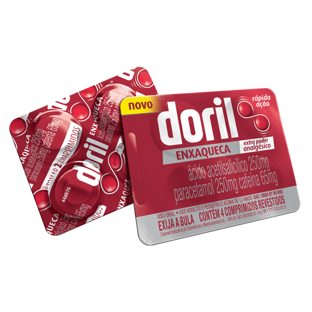 DORIL ENXAQUECA CARTELA COM 4 COMPRIMIDOS