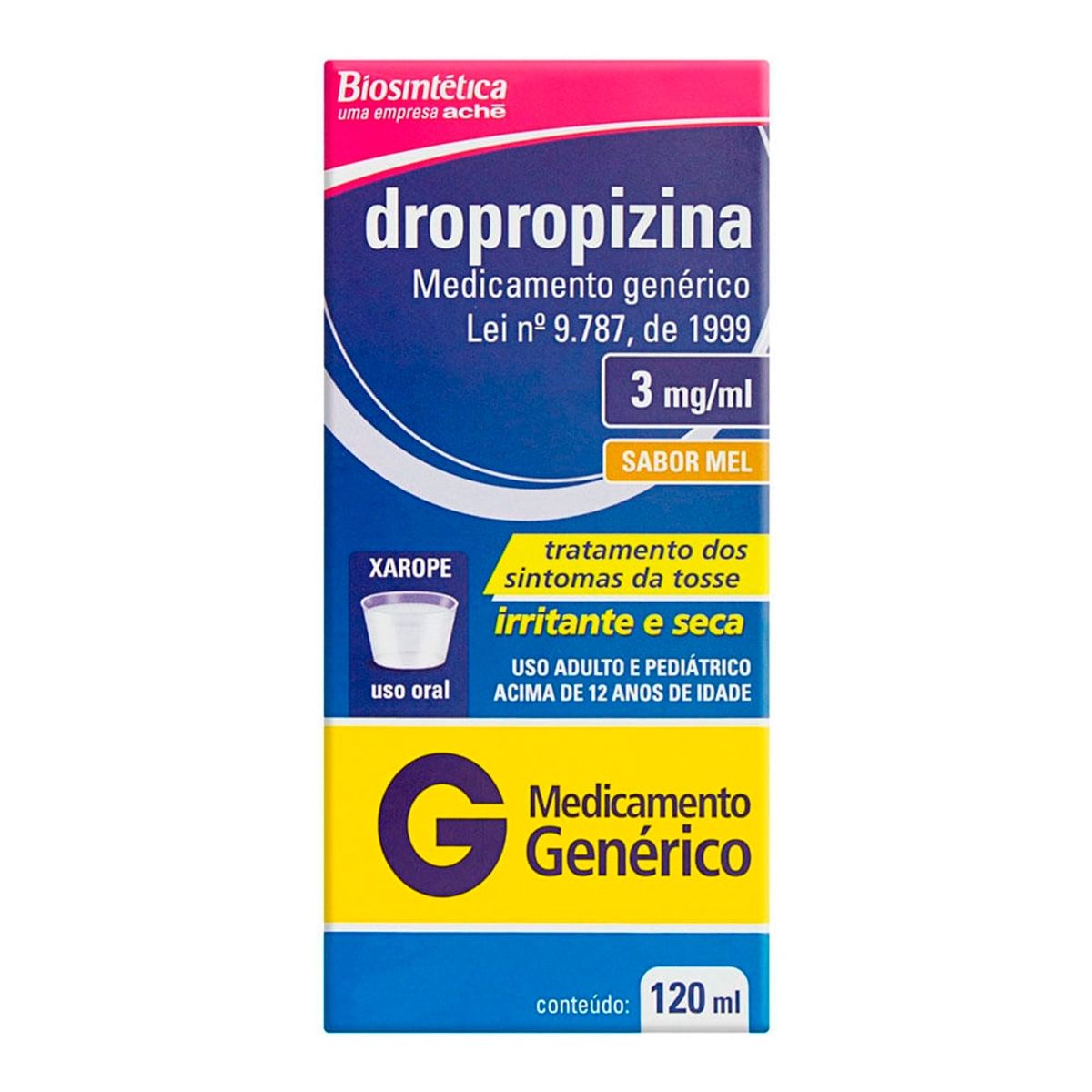 Thumbnail de DROPROPIZINA 3MG/ML XAROPE ADULTO ACHE GENERICO FRASCO COM 120ML