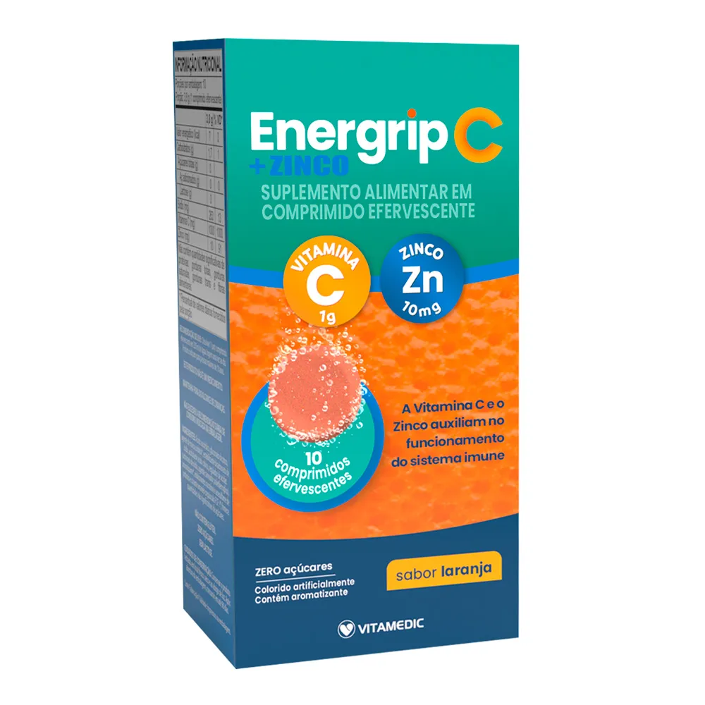 ENERGRIP C + ZINCO EFERVESCENTE CAIXA COM 10 COMPRIMIDOS