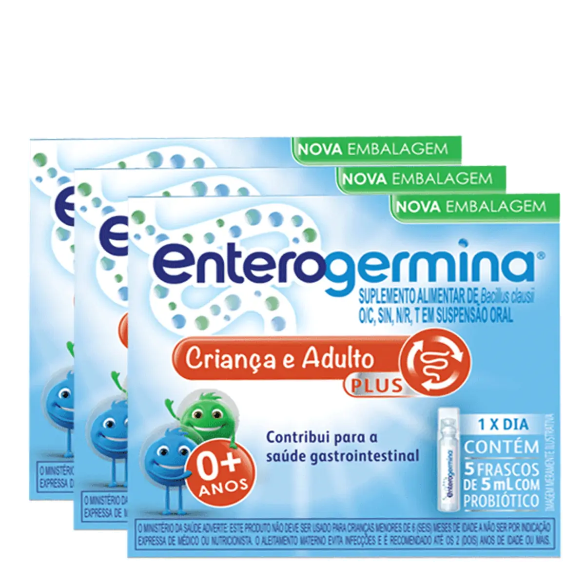 ENTEROGERMINA PLUS 4 BILHOES UFC/5ML CAIXA COM 5 FRASCOS