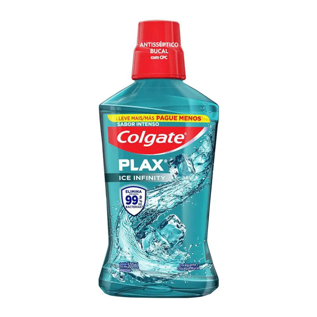 ENXAGUANTE BUCAL COLGATE PLAX ICE INFINITY LEVE 500ML PAGUE 350ML
