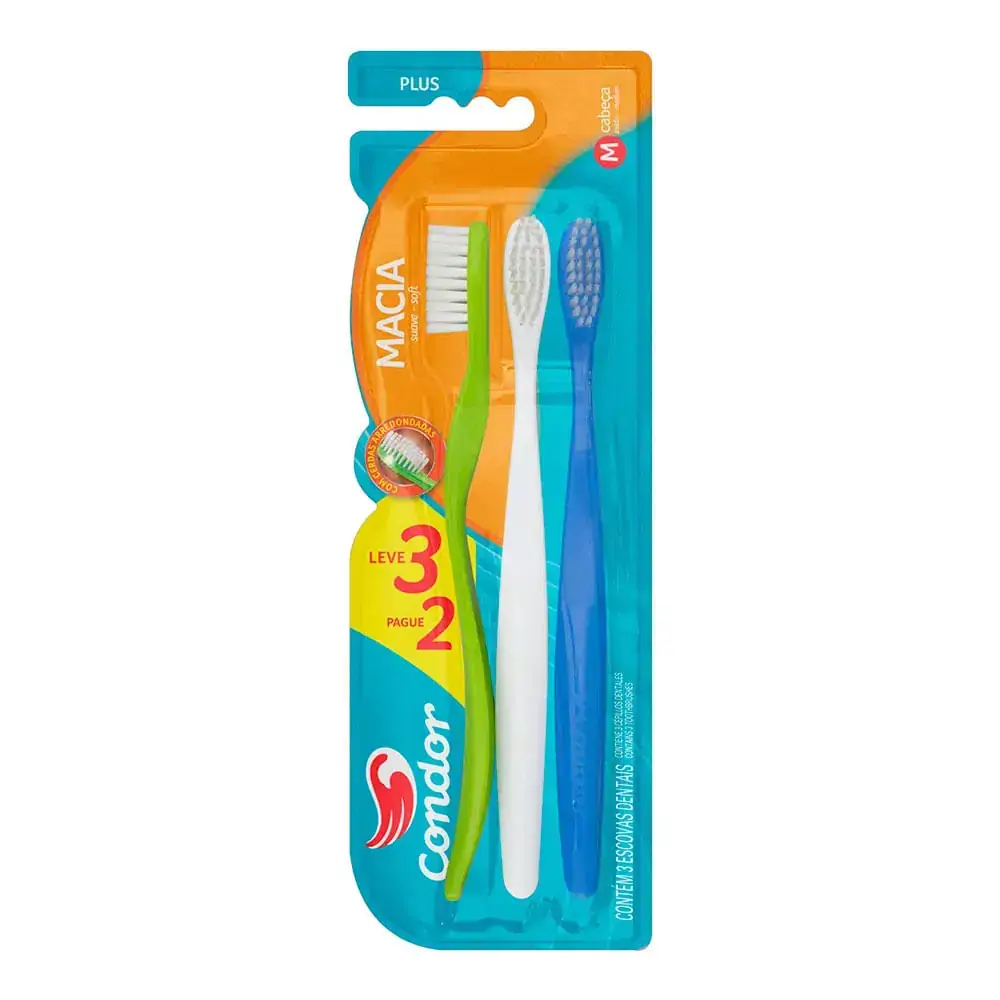 ESCOVA DE DENTE CONDOR PLUS MACIA LEVE 3 PAGUE 2