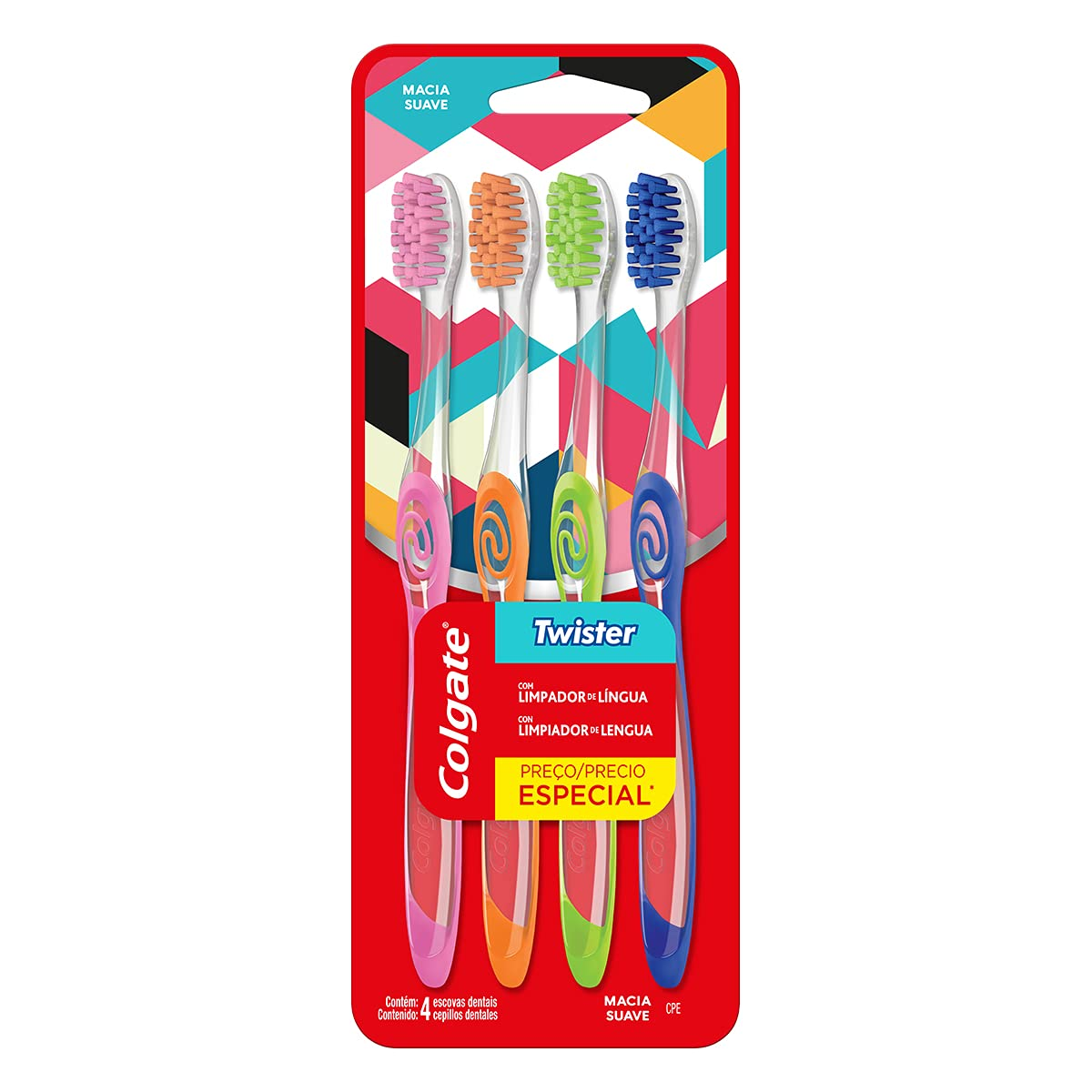 ESCOVA DENTAL COLGATE TWISTER COM 4 UNIDADES