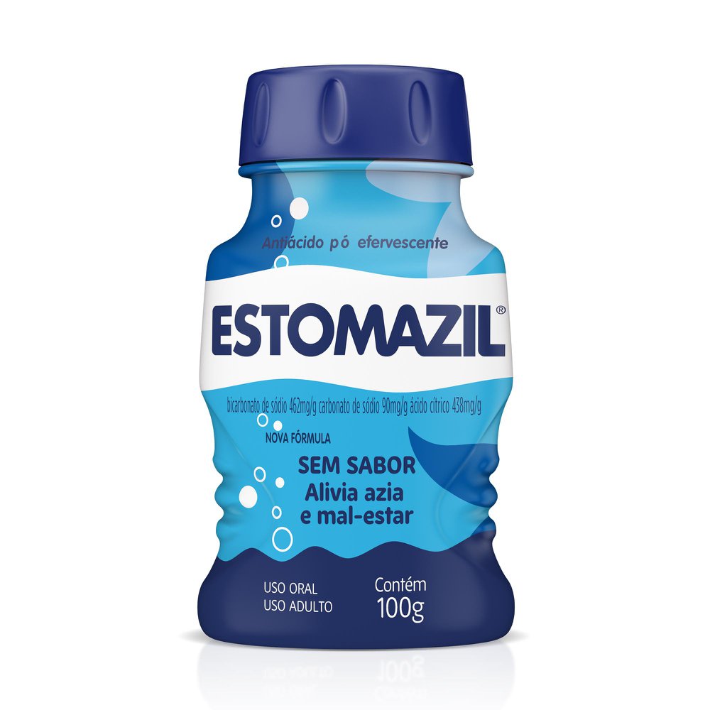 ESTOMAZIL 462MG+90MG+438MG/G PO EFERVESCENTE SEM SABOR FRASCO COM 100G