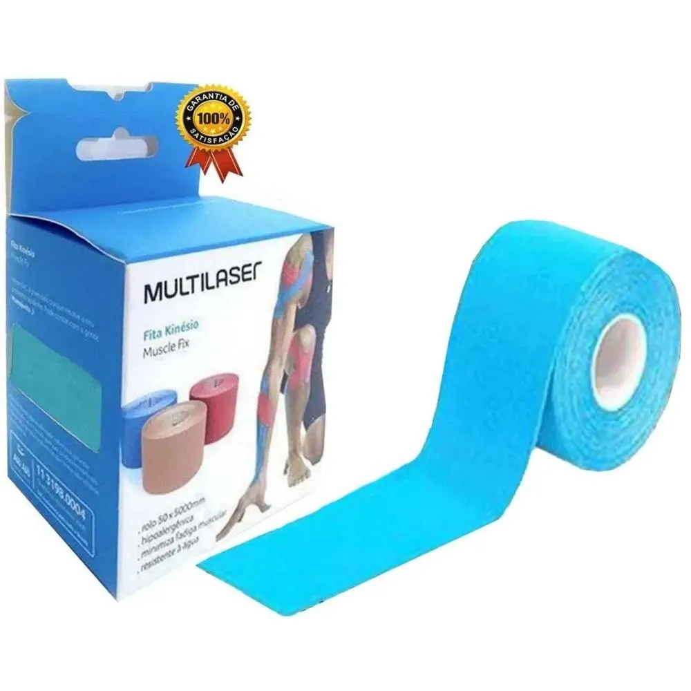 FITA DE KINESIOLOGIA MULTILASER ROLO AZUL 5CM X 5M