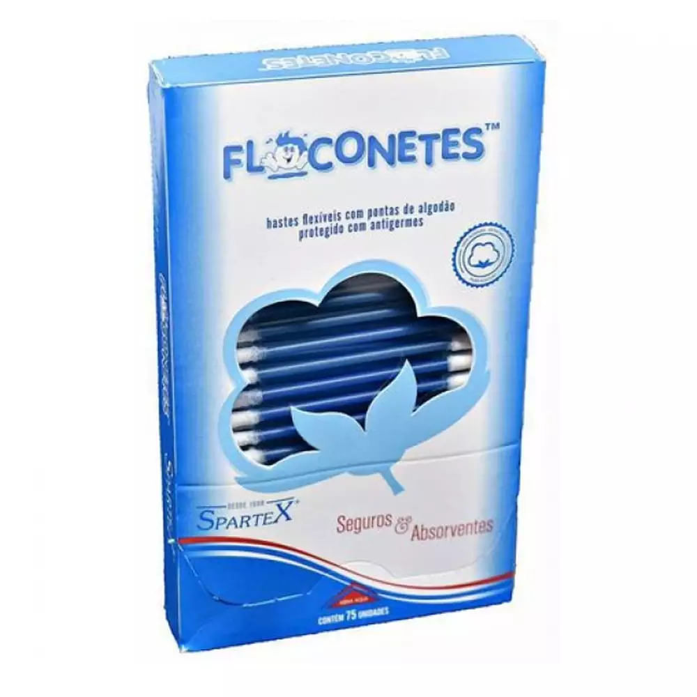 FLOCONETES SPARTEX SEGUROS E ABSORVENTES COM 75 UNIDADES