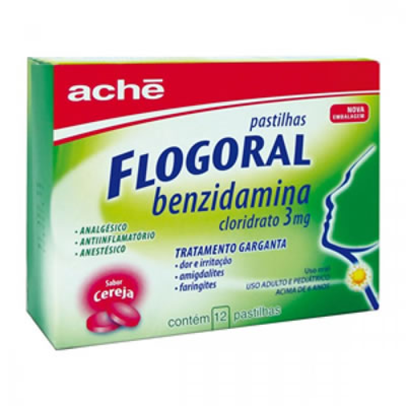 FLOGORAL PASTILHA SABOR CEREJA CARTELA COM 4 UNIDADES