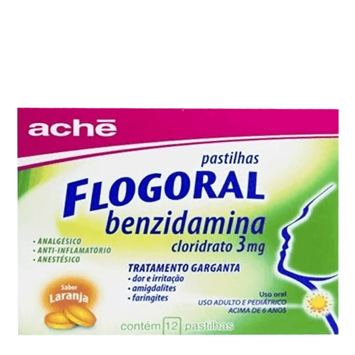 FLOGORAL PASTILHA SABOR LARANJA CAIXA COM 12 UNIDADES